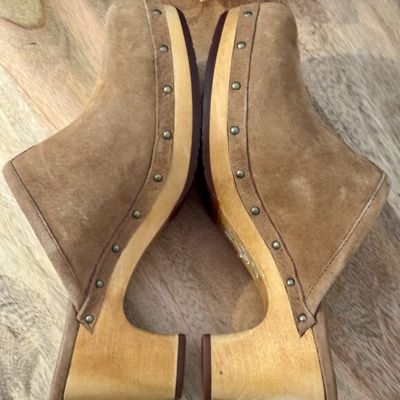 UGG Abbie Tan Suede Clogs, Studded, Sherpa Footbed – Women’s Size 8 - Picture 5 of 14